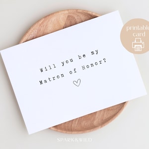 Carte de proposition minimaliste de dame d'honneur - Carte de fiançailles d'honneur de matrone - Serez-vous ma dame d'honneur - Carte postale coeur de matrone d'honneur