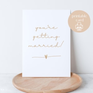 Carte de félicitations pour couple - Carte de fiançailles ou de mariage - Jolie carte minimaliste - Carte imprimable pour les jeunes mariés - Vous allez vous marier