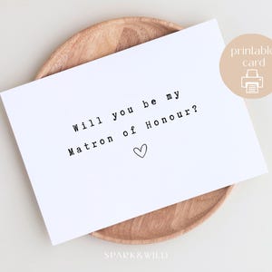 Cartão de Proposta de Madrinha de Honra Moderna – Cartão de Noivado de Madrinha de Honra - Você Será Minha Madrinha de Honra - Cartão Postal de Madrinha de Honra para Imprimir