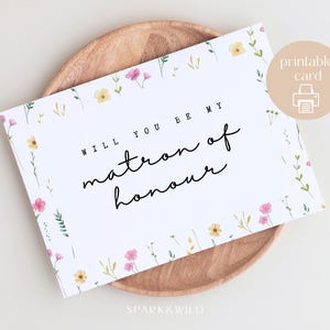 Cartão de Proposta Floral de Madrinha de Honra – Cartão de Noivado de Madrinha de Honra – Você Será Minha Madrinha de Honra – Cartão Postal de Madrinha de Honra para Imprimir