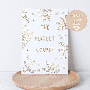 Carte de félicitations pour couple - carte de fiançailles ou de mariage - carte minimaliste élégante - carte imprimable pour jeunes mariés - couple parfait