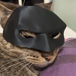 Black Bat Cat Mask: Adjustable Pet Costume for Halloween