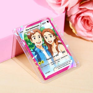 Benutzerdefinierte Poke Style Card Personalisierte Haustier, Paar, Geburtstagskarte Poke Geschenk für Ihn Ihr Einzigartiges Kindergeschenk Poke Fotokarte für Anime-Fans