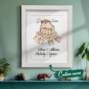 Dad Personalized Fist Bump Picture Frame – Custom Father’s Day Gift from Kids – Present for New Dad or Grandpa – Daddy&#39;s Team Print Frame