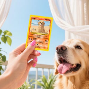 Custom Pet Poke-Style Card with Photo & Text – Personalised Collectible Gift for Dog Cat Lovers, Fun Trading Card Keepsake Pet Memorial Idea
