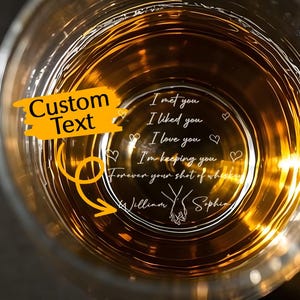 Personalized Whiskey Glass, I Met You I Liked You I Love You – Unique Romantic Handwritten Gift for Husband Boyfriend Anniversary Valentines