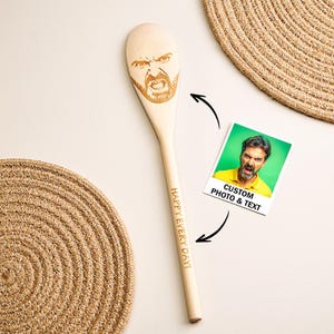 Personalized Face Spoon – Any Face Engraved on a Wooden Spoon | Novelty Gift, Hilarious & Unique Kitchen Decor Funny Gift for Friend, Family