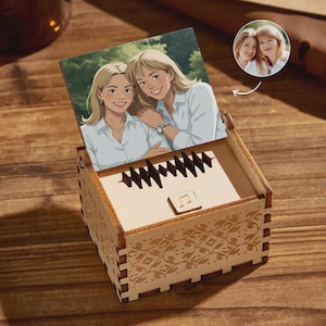 Personalized  Anime-loving Mom Music Box for Mum Photo Song Gift Personalized Wooden Unique Special Anime Keepsake for Mother’s Day Birthday