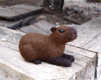 Cute and chill Capybara felted plushy toy. Chill meme