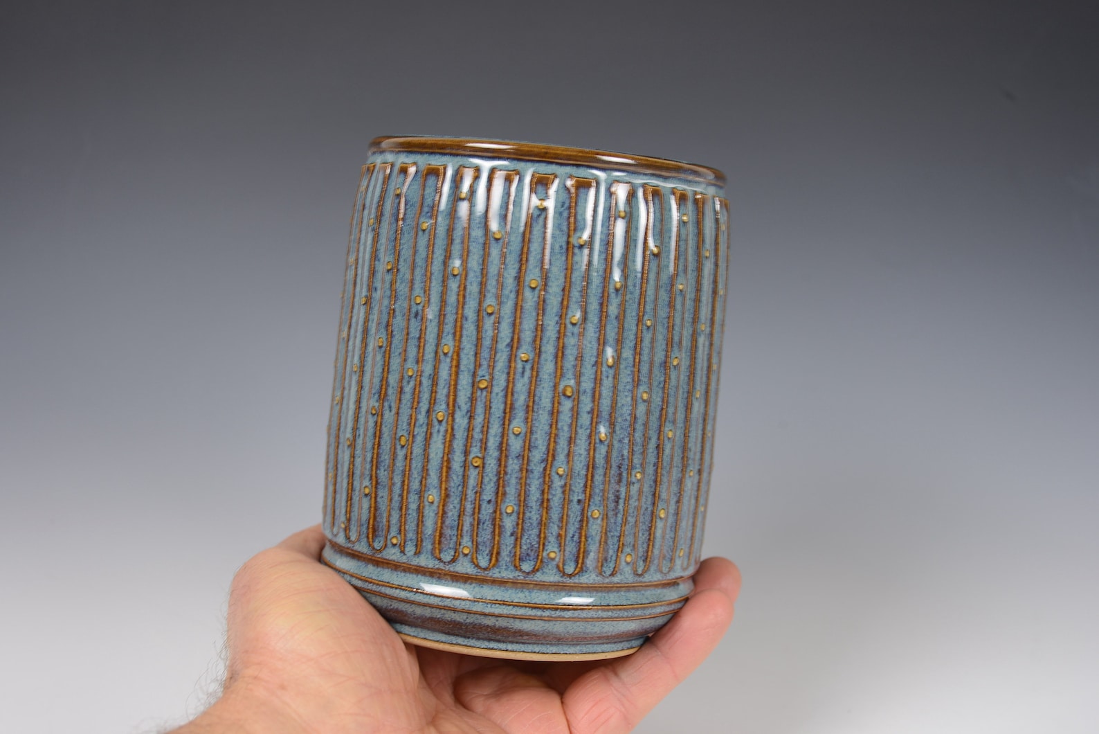 Blue Fluted Utensil Holder Ceramic Pencil Holder Ceramic Etsy