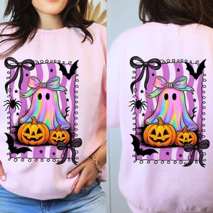 Iridescent Ghost Pumpkin PNG: Coquette Halloween Sublimation Design (Digital Download)