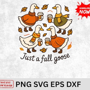Cozy Fall Goose PNG: Autumn Animal Design for Shirts (Digital Download)