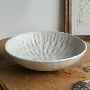 Handmade Ceramic Trinket Bowl / Natural White Speckled Glaze / Wheel-Thrown Pottery Ring Dish