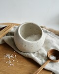 Handmade Ceramic Salt Cellar / Natural White Speckled Glaze / Wheel-Thrown Pottery Kitchenware