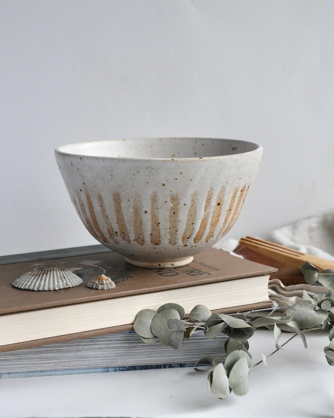Handmade Ceramic Everyday Bowl / Natural White Speckled Glaze / Wheel ...