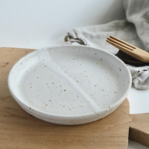 Handmade Ceramic Side Plate / Natural White Speckled Glaze / Wheel-Thrown Pottery Dinning Plate