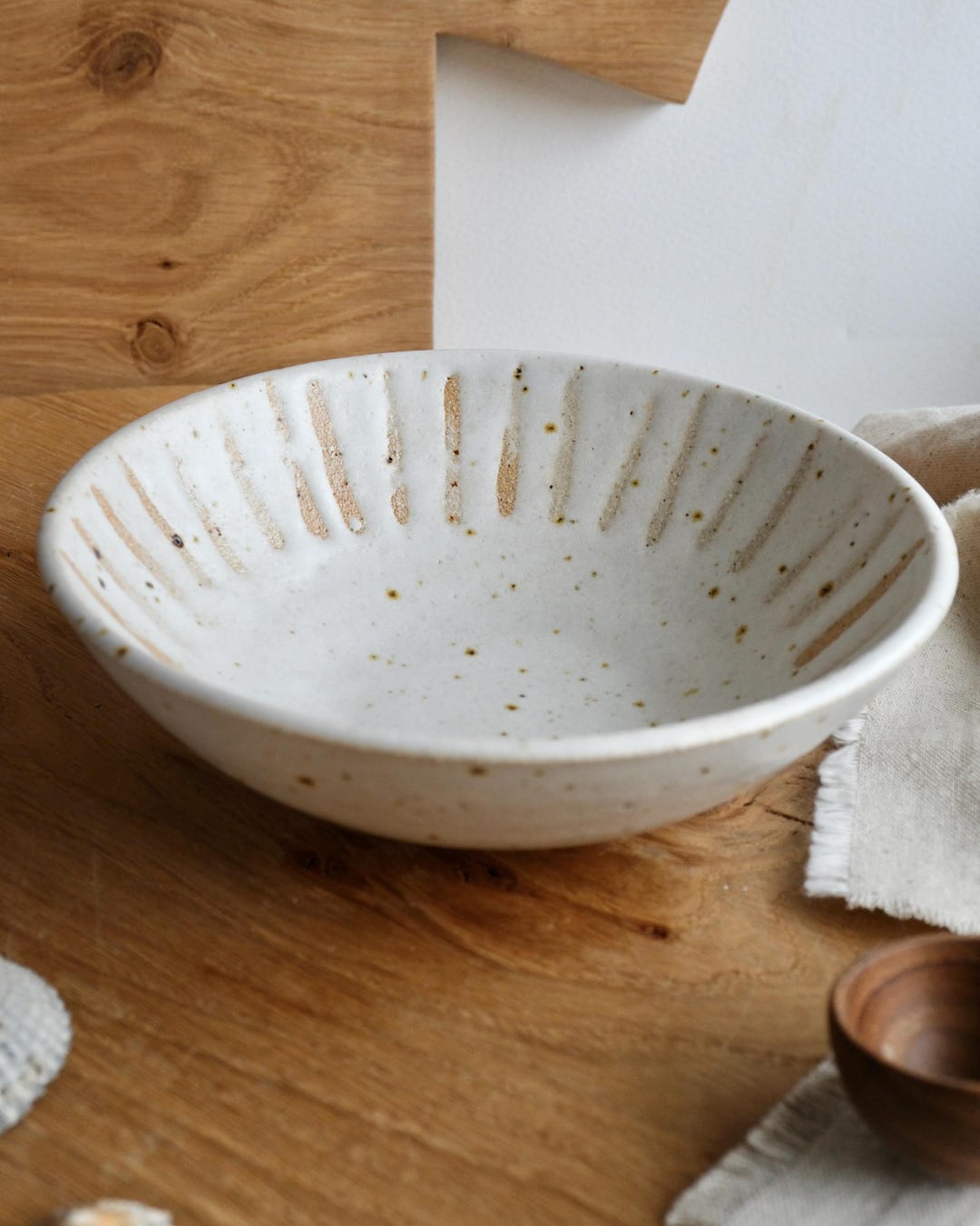Handmade Ceramic Trinket Bowl / Natural White Speckled Glaze / Wheel ...