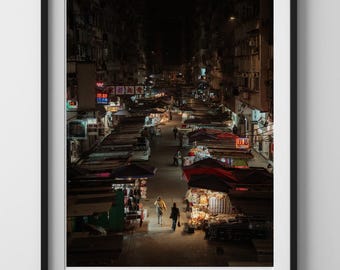 Hong Kong Street, Hong Kong night, Travel Photography, Download Digital Photography, Street, Mong kok, Printable Art, Hong Kong