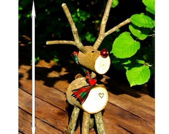 3.5”-4” high Handmade Rustic Wood Reindeer: Cabin Decor