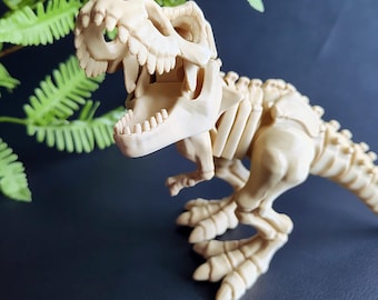 3D-geprint scharnierend T-Rex-skelet: verstelbaar dinosaurusbeeldje