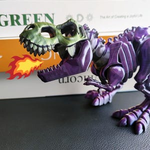 3D Printed Skeleton T-Rex, Articulated Dinosaur Figurine 3D Printed Tyrannosaurus Rex Bookshelf Decor with Base Dinosaur Toy Lots of Colors