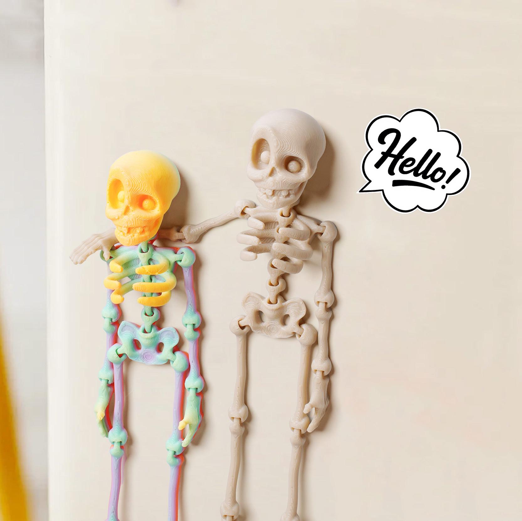 3D Printed Articulating Skeleton Magnet: Poseable Halloween Decor