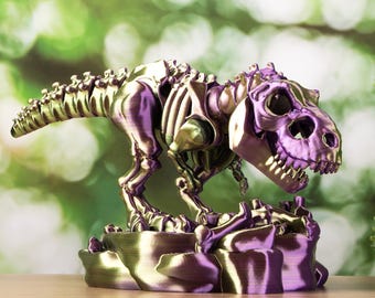 3D Printed Articulated T-Rex Skeleton: Flexible Dinosaur Figurine
