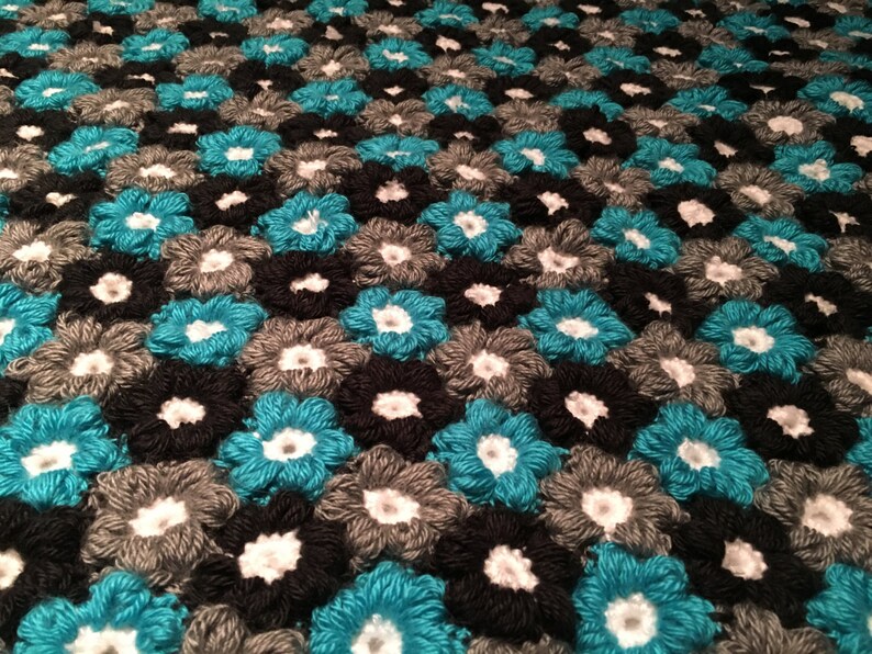 Crocheted Flower Puff Baby Blanket Etsy