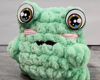 Chunky frog - Ash Green - Amigurumi - Crocheted - Handmade - Unique - Ready to ship