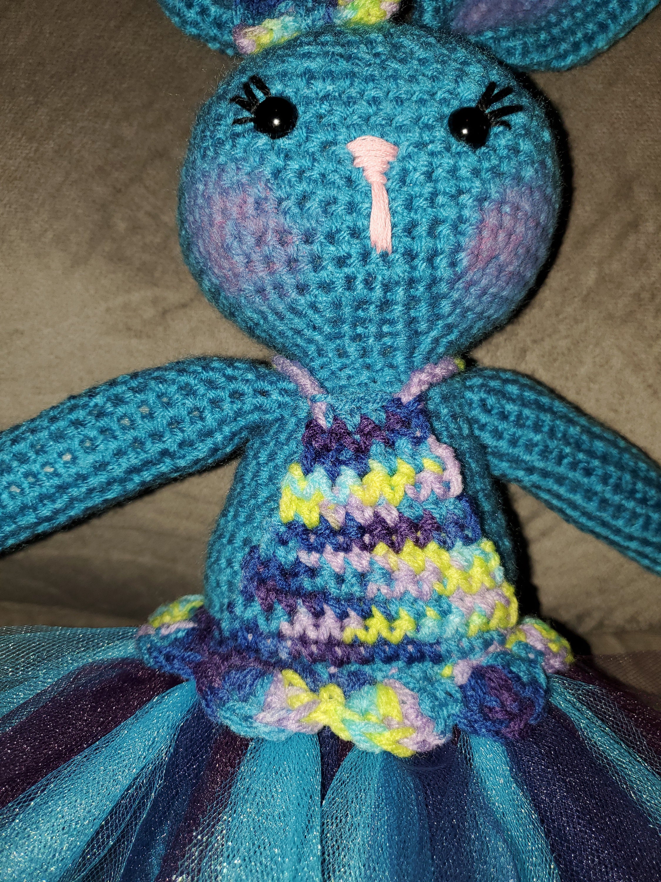 Blue Ballerina Bunny Softie Amigurumi Plushie One of A Kind Crocheted