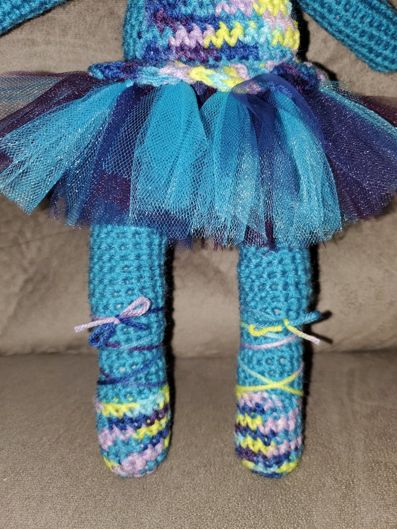 Blue Ballerina Bunny Softie Amigurumi Plushie One of A Kind Crocheted
