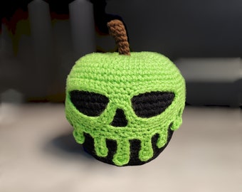 Creepy Apple - Poison Apple - Green and Black - Amigurumi - Crocheted - Handmade - Unique - Ready