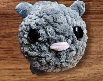 Large Plush Grey Hamster - Sad Hamster Meme - Crocheted - Handmade - Ready to Ship