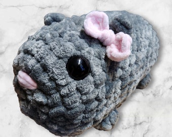 Large Plush Grey Hamster - Sad Hamster Meme - Crocheted - Handmade - Ready to Ship
