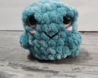 Chunky frog - Petrol Blue - Amigurumi - Crocheted - Handmade - Unique - Ready to ship