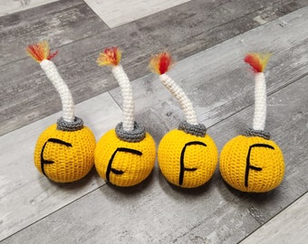 Yellow Plushy F-Bomb - Handmade - Crocheted - Machine Knit - Hand Sewn