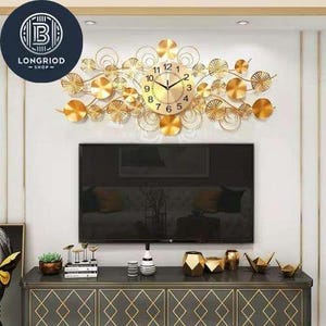Abstract Golden Wall Clock with Artistic Design