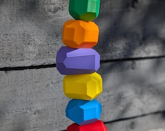 Sorting Stacking Balancing Rocks - Educational Developmental Toy for Colors and Dexterity