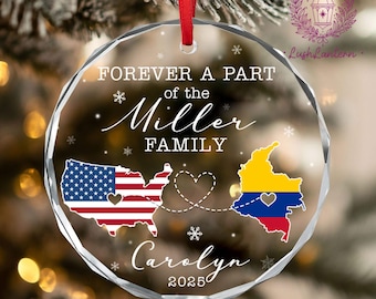 Personalized Long Distance Ornament, Custom Country to Country Exchange Student Keepsake, Foreign Exchange Student Gift, Moving Away Gifts