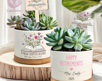 Custom Retirement Plant Pot, A New Chapter Begins, Officially Retired 2025,Retirement Gift For Boss Co Worker,Retired Gift for Women,Teacher