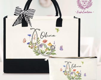 Custom Name Nurse Tote Bag, Nursing Student Bag, Nurse Graduation, Hospital Bag, Nurse Tote Bag, Nurses Grad Gift, Custom Nurse Gift For Her