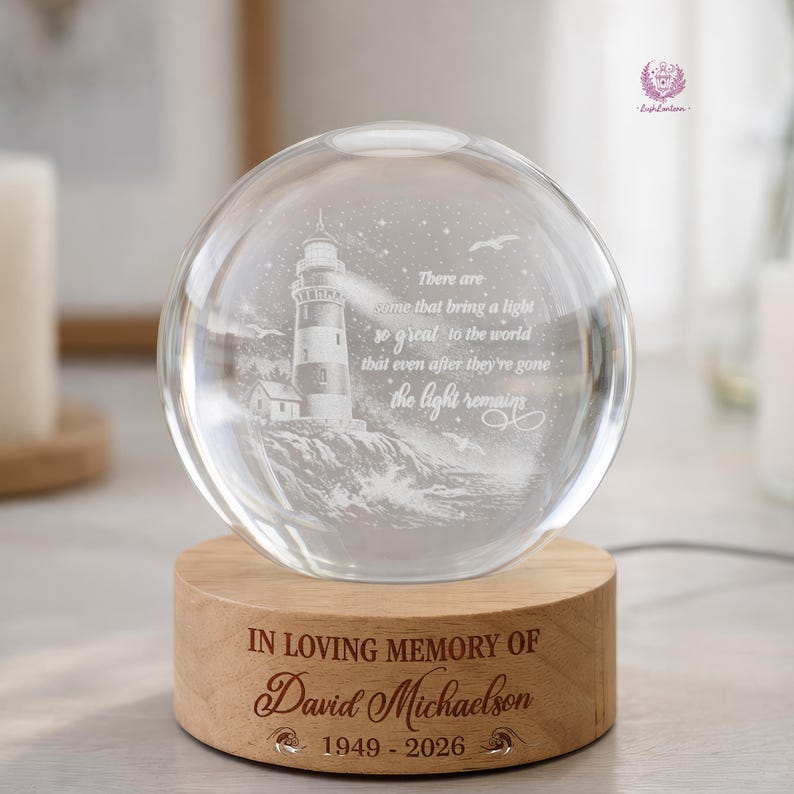 Memory Custom Do Ball Personalized Memorial Crystal Ball Night Light, Loss of Dad, Lighthouse ...
