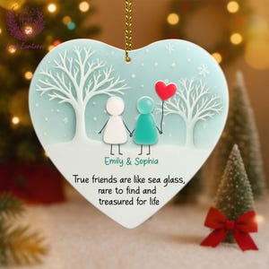Sea Glass Friendship Ornament, Best Friend Ornament Acrylic 2 Layer, Timeless Friendship Keepsake, Besties Christmas Gift, Best Friend Gifts
