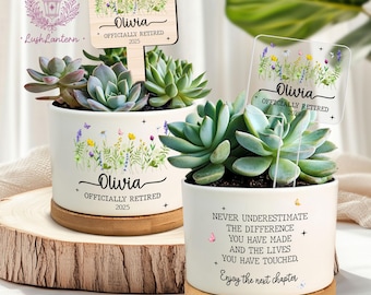 Retirement Gift, Never Underestimate the Difference You Made, Succulent Plant Pot, Officially Retired, Retirement Gift For Boss Co Worker