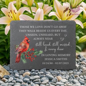 Memorial Stone with Cardinal Gift, Memorial Gift for Home or Garden, Memorial Gifts for Loved One, Memorial Stone, Remembrance Gift Sympathy
