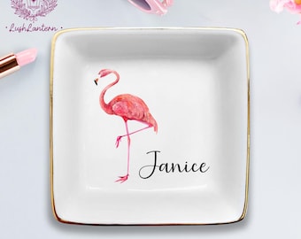 Flamingo Jewelry Dish, Pink Flamingo Trinket Dish, Flamingo Lovers Gift, Flamingo Gifts for Women, Mom Gift, Gift For Girls, Daughter Gifts