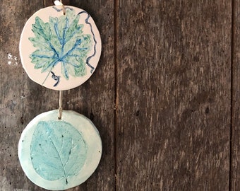 Ceramic set hanging wall decor pendant with nature inspiration for great decoration, free shipping worldwide
