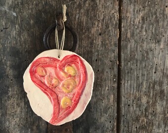 Ceramic pendent representing love to be hanged on the wall, door hanger, or or cupboard, delicate wall decor, free shipping worldwide