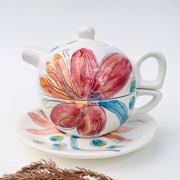 Pottery Teapot Set Etsy