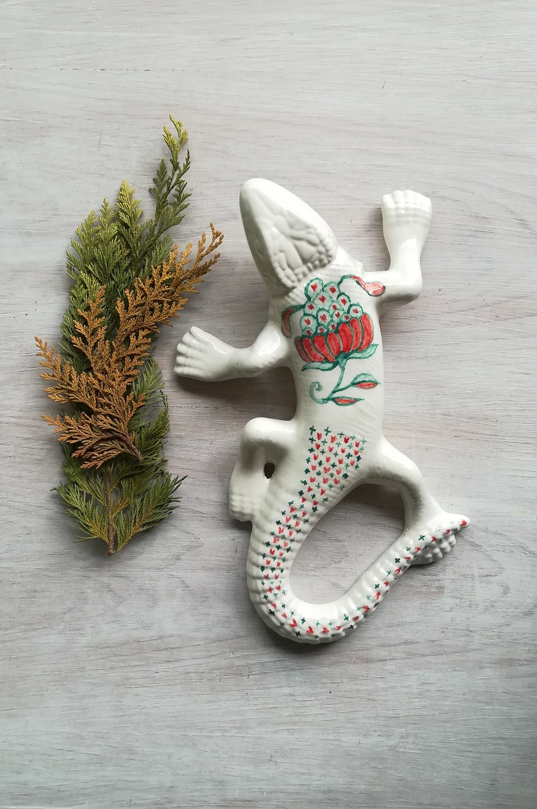 Ceramic Lizard for Decoration Contemporary Hand Painted Etsy